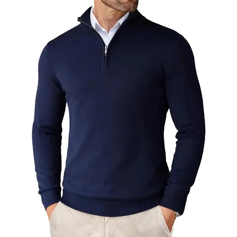 Quarter-Zip Knitted Sweater – Manvola Edition