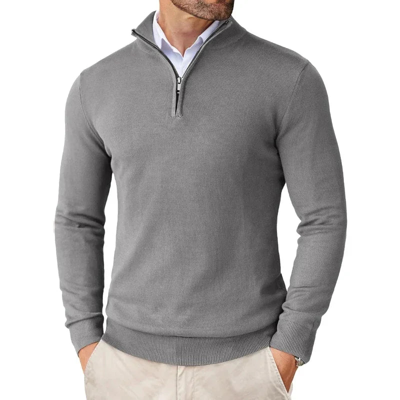 Quarter-Zip Knitted Sweater – Manvola Edition