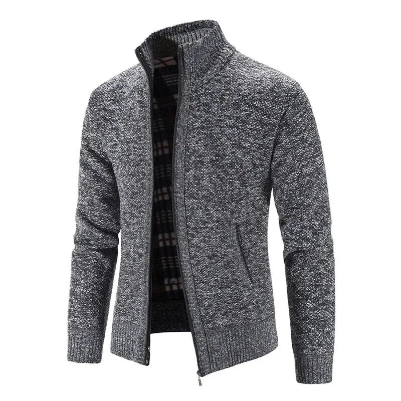 Modern Textured Zip Cardigan – Manvola Edition
