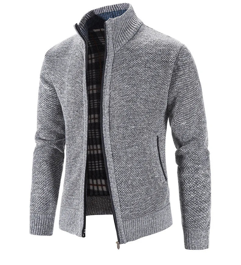 Modern Textured Zip Cardigan – Manvola Edition